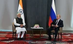 Tổng thống Nga Vladimir Putin và Thủ tướng Ấn Độ Narendra Modi trong cuộc gặp song phương ngày 16/9. (Ảnh: Sputnik)