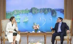 Thủ tướng Phạm Minh Chính tiếp bà Audrey Azoulay, Tổng Giám đốc UNESCO. (Ảnh: TTXVN) 