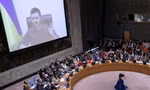 Tổng thống Ukraine Volodymyr Zelensky phát biểu trước Hội đồng Bảo an LHQ ngày 5/4. (Ảnh: Reuters)