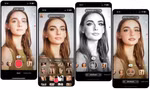 Bộ lọc hiệu ứng TikTok (từ trái sang phải): ảnh gốc, Bold Glamour, Lông mi BW x Drama và Roblox Makeup