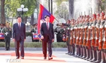 Lễ đón chính thức Chủ tịch nước Lương Cường thăm cấp Nhà nước đến Lào