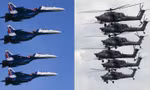 Đội Hiệp sĩ Nga (trái) và đội Đại bàng vàng (phải). Ảnh: Sputnik