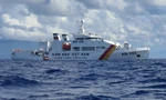 Tàu Kiểm ngư KN - 491 đưa đoàn công tác ra Trường Sa. Ảnh: Nguyễn Tuấn