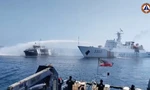 Tàu chiến cũ BRP Sierra Madre neo đậu ở Bãi Cỏ Mây. (Ảnh: Reuters)