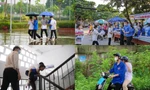 Ngày đầu kỳ thi THPT 2023: Từ che ô, cõng leo thang tới chở đi thi, biệt đội áo xanh "cân" hết