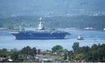 Tàu sân bay USS Gerald R Ford của Mỹ ở vịnh Oslo, Na Uy, ngày 24/5. (Ảnh: Reuters)