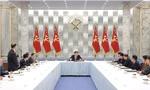 Bức ảnh ông Kim Jong Un chủ trì cuộc họp của đảng Lao động Triều Tiên được đăng ngày 31/12/2022. (Ảnh: KCNA)