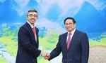Thủ tướng Phạm Minh Chính tiếp Bộ trưởng Ngoại giao UAE Sheikh Abdullah bin Zayed Al Nahyan. (Ảnh: TTXVN)
