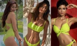 Dàn Hoa - Á hậu 'mê mẩn' bikini màu xanh lá: Tiểu Vy, Hoàng Thùy khoe trọn vóc dáng nóng 'bỏng mắt'