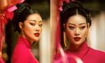 Hoa hậu Khánh Vân diện áo dài đỏ rực rỡ, gửi gắm lời chúc Tết tới người hâm mộ