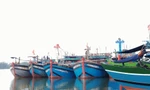 Tàu thuyền đánh cá tại thị trấn Thuận An, Phú Vang, TT-Huế, vào bờ trú gió bão chiều 3/6