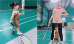 Bé Winnie nhà Đông Nhi thể hiện kỹ năng đánh cầu lông siêu ngầu khi thách đấu với mẹ