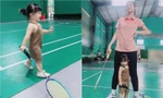 Bé Winnie nhà Đông Nhi thể hiện kỹ năng đánh cầu lông siêu ngầu khi thách đấu với mẹ