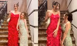Hòa Minzy tự 'dìm' chiều cao khi đứng cạnh Hoa hậu Đỗ Thị Hà