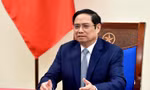 Thủ tướng Phạm Minh Chính tại cuộc điện đàm. (Ảnh: Mofa)