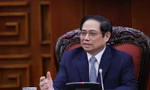 Thủ tướng Phạm Minh Chính tại cuộc tiếp Đại sứ Trung Quốc Hùng Ba. (Ảnh: Mofa)