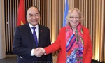 Chủ tịch nước Nguyễn Xuân Phúc gặp Tổng Giám đốc Văn phòng LHQ Tatiana Valoya. (Ảnh: TTXVN)