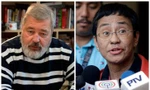 Nhà báo Nga Dmitry Muratov (trái) và nhà báo Philippines Maria Ressa
