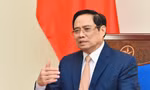 Thủ tướng Phạm Minh Chính tại cuộc điện đàm. (Ảnh: Mofa)