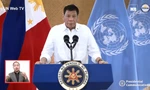 Ông Duterte phát biểu trực tuyến trong phiên họp ngày 21/9 của Đại hội đồng Liên Hợp Quốc. Ảnh: Manila Bulletin