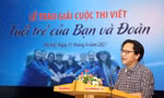 Phó Tổng Biên tập Báo Tiền Phong Lê Minh Toản phát biểu tại lễ trao giải. Ảnh: Như Ý