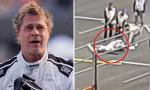 Hình ảnh Brad Pitt nằm bất động trên đường đua F1