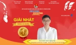 Thí sinh Nguyễn Duy Khanh, khoa Hóa học (ĐH Khoa học Tự nhiên - ĐHQG TPHCM) đoạt giải Nhất Vòng chung kết bảng cá nhân Hội thi Olympic toàn quốc các môn khoa học Mác - Lênin và tư tưởng Hồ Chí Minh “Ánh sáng soi đường” lần thứ 4, năm 2021. Ảnh: Bảo Anh