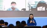 Chị Nguyễn Phạm Duy Trang, Bí thư T.Ư Đoàn, Chủ tịch Hội đồng Đội T.Ư phát biểu tại hội nghị. Ảnh: Bảo Anh