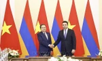 Chủ tịch Quốc hội Trần Thanh Mẫn trong cuộc gặp hẹp Chủ tịch Quốc hội Armenia Alen Simonyan. (Ảnh: TTXVN)