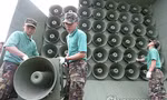 Dàn loa tuyên truyền của Hàn Quốc ở biên giới với Triều Tiên. (Ảnh: Yonhap)