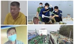 Hai ông trùm Nguyễn Hữu Tứ (góc trên bên trái) và Phan Thanh Hữu (góc dưới bên trái) cùng tàu chở xăng lậu bị bắt giữ