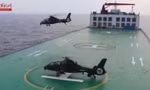 Tàu 'Chấn Hoa28' với hai trực thăng trinh sát Z-19 vào tháng 8 năm 2021. (Truyền thông Trung Quốc)