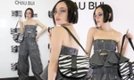 Châu Bùi diện đồ denim hầm hố, xuất hiện lẻ bóng trong buổi ra mắt BST thời trang