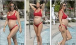 Cựu Hoa hậu Anh diện bikini khoe bụng bầu 'vượt mặt' khi sắp sinh con thứ 5 
