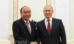 Chủ tịch nước Nguyễn Xuân Phúc hội đàm với Tổng thống Nga Vladimir Putin. (Ảnh: TTXVN)