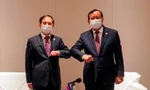 Bộ trưởng Bùi Thanh Sơn trong cuộc gặp Phó Thủ tướng, Bộ trưởng Ngoại giao và Hợp tác quốc tế Campuchia Prak Sokhonn ngày 7/6. (Ảnh: Mofa)