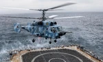 Trực thăng Ka-29 đáp xuống boong tàu chiến của Nga. Ảnh: Mil.ru 