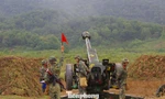 Một khẩu đội ở Lữ đoàn Pháo binh 368 thực hành bắn đạn thật trong diễn tập