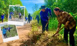 Đoàn viên thanh niên tham gia phát quang hành lang tuyến đường giao thông