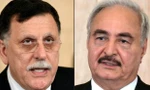 Thủ tướng Libya Fayez al-Serraj (bìa trái) và Tướng Khalifa Haftar