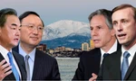 Bốn quan chức ngoại giao Mỹ - Trung tham dự cuộc gặp ở Alaska ngày 19/3. Ảnh: Reuters