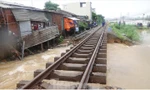 Mưa lũ làm hư hỏng 30m đường ray ở huyện Bình Sơn (Quảng Ngãi)