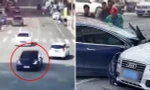 Kinh hoàng video xe Tesla mất kiểm soát phóng như bay rồi va chạm với xe Audi ở Trung Quốc