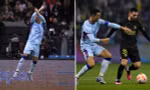Bảng quảng cáo bỗng thay đổi cực thú vị khi Ronaldo ghi bàn trong trận đấu gặp lại Messi
