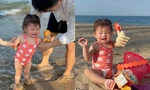 Cây hài nhí thực thụ: Con gái Salim đi biển có ngay cả "rổ meme"
