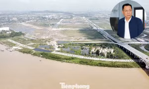 Bị can Tạ Viết Đông (ảnh nhỏ) và khu vực đê Tả sông Cấm, phường Thủy Nguyên (TP Hải Phòng).