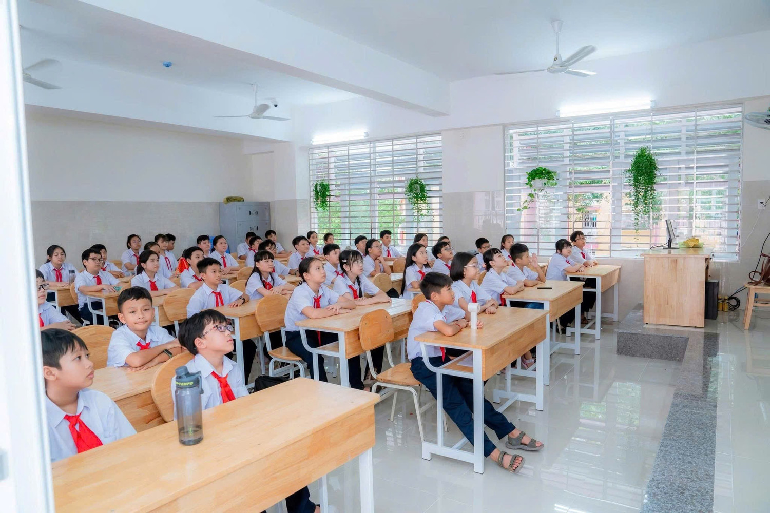 Một lớp học tại Trường THCS Trần Ph&uacute;