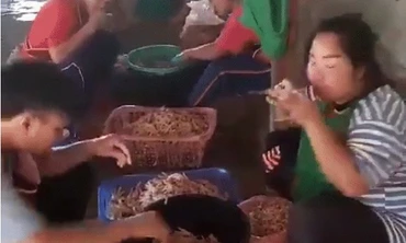 Hãi hùng video quy trình chế biến món chân gà rút xương