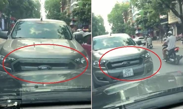 Ô tô bán tải đi ngược chiều, lì lợm đấu đầu xe đi đúng luật ở Hà Nội