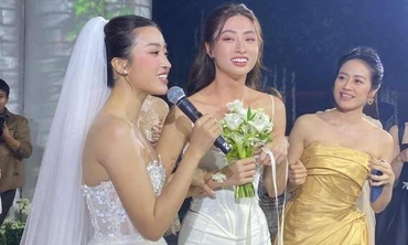 Lương Thùy Linh bắt được hoa cưới của Đỗ Mỹ Linh